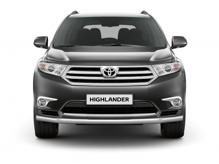 Защита переднего бампера одинарная d63мм Toyota Highlander (нерж) 2013